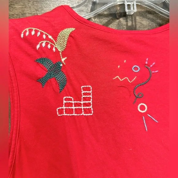 NWT Johnny Was Red Sleeveless Embroidered Dress Sz L - Picture 10 of 14